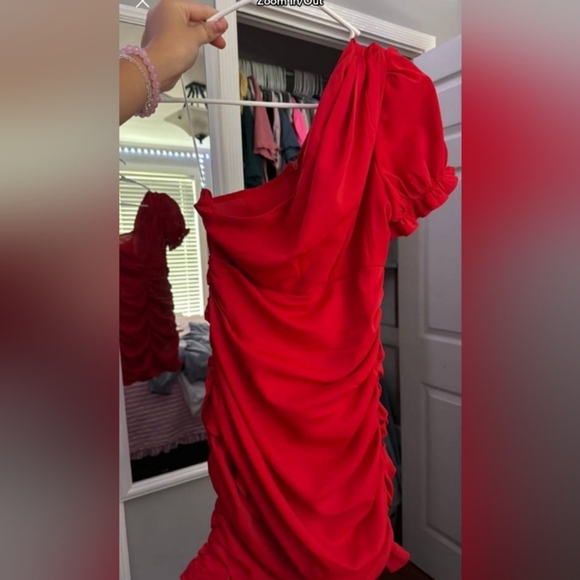 Hello Molly Not Fair On Me Red One Shoulder Dress sz small - Picture 7 of 12